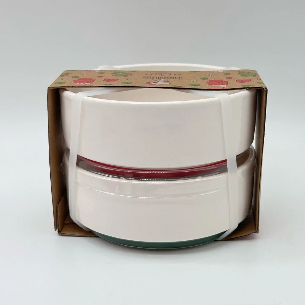 Rae Dunn x Peanuts Christmas Holiday Pet Bowl NAUGTY and NICE